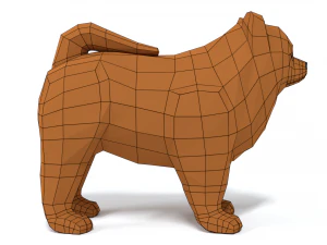 low poly cartoon chow chow dog 3D Model