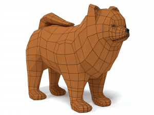 low poly cartoon chow chow dog 3Dモデル