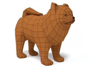 low poly cartoon chow chow dog 3D Model