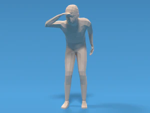 низкополигональный ребенок смотрит 3D Модель