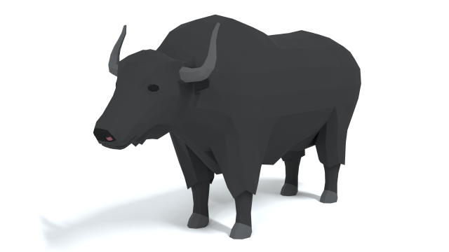 low poly cartoon yak 3D Model .c4d .max .obj .3ds .fbx .stl .blend 