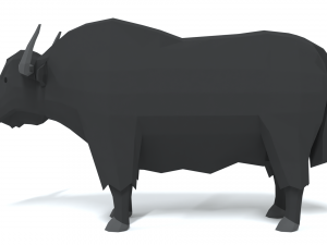 low poly cartoon yak 3D Model