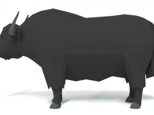 low poly cartoon yak 3D Model