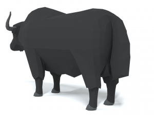 low poly cartoon yak 3D Model