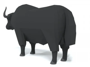 low poly cartoon yak 3D Model