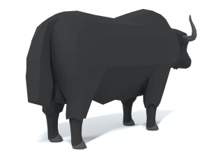 low poly cartoon yak 3D Model