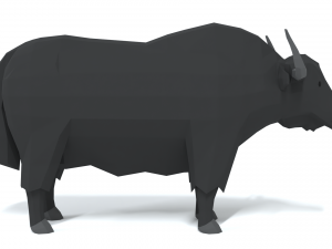 low poly cartoon yak 3D Model