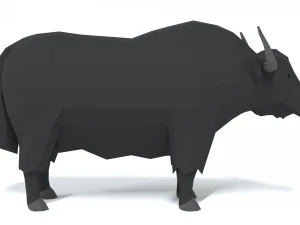 low poly cartoon yak 3D Model