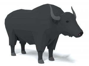 low poly cartoon yak 3D Model