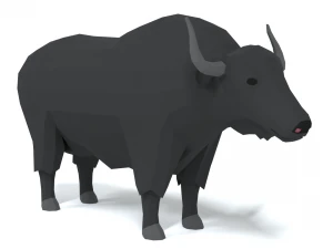 low poly cartoon yak 3D Model