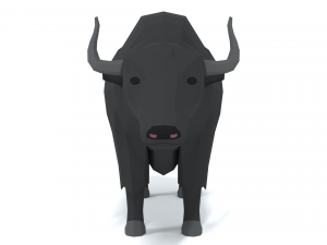 low poly cartoon yak 3D Model