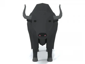 low poly cartoon yak 3D Model