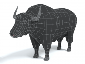 low poly cartoon yak 3D Model