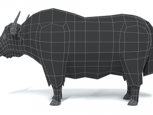 low poly cartoon yak 3D Model