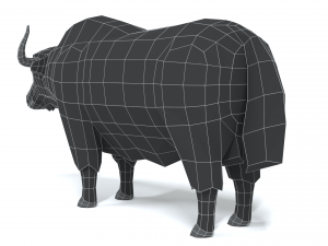 low poly cartoon yak 3D Model