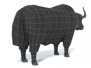 low poly cartoon yak 3D Model