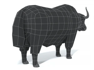 low poly cartoon yak 3D Model