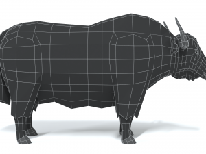 low poly cartoon yak 3D Model