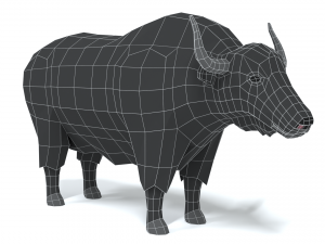 low poly cartoon yak 3D Model
