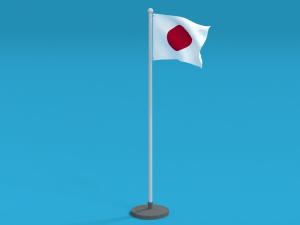 low poly seamless animated japan flag 3D Model
