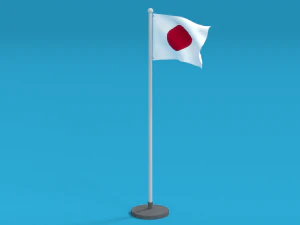 low poly seamless animated japan flag 3D Model