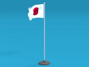 low poly seamless animated japan flag 3D Model