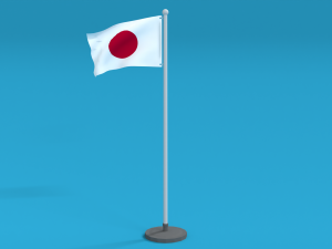 low poly seamless animated japan flag 3D Model