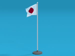 low poly seamless animated japan flag 3D Model