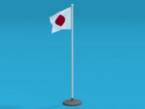 low poly seamless animated japan flag 3D Model