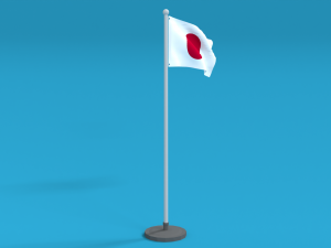low poly seamless animated japan flag 3D Model