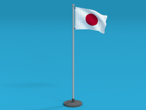 low poly seamless animated japan flag 3D Model