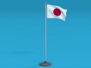 low poly seamless animated japan flag 3D Model
