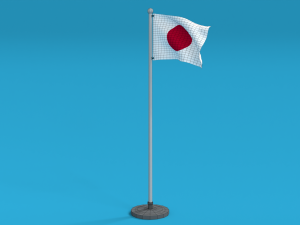 low poly seamless animated japan flag 3D Model