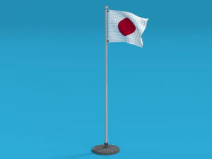 low poly seamless animated japan flag 3D Model