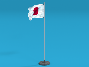 low poly seamless animated japan flag 3D Model