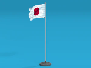 low poly seamless animated japan flag 3D Model