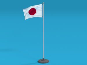 low poly seamless animated japan flag 3D Model