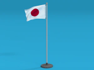 low poly seamless animated japan flag 3D Model
