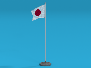 low poly seamless animated japan flag 3D Model