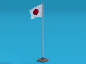 low poly seamless animated japan flag 3D Model