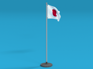 low poly seamless animated japan flag 3D Model