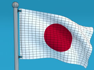 low poly seamless animated japan flag 3D Model