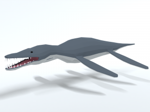 low poly cartoon liopleurodon 3D Model