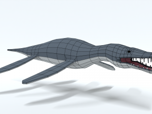 low poly cartoon liopleurodon Model 3D