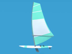 low poly cartoon windsurf 3D Model