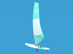 low poly cartoon windsurf 3D Model