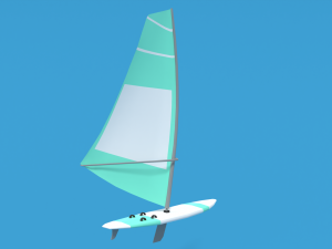 low poly cartoon windsurf 3D Model