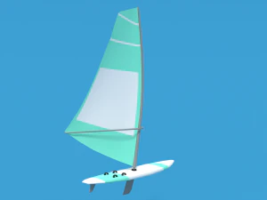 low poly cartoon windsurf 3D Model