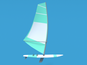 low poly cartoon windsurf 3D Model