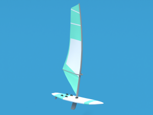 low poly cartoon windsurf 3D Model